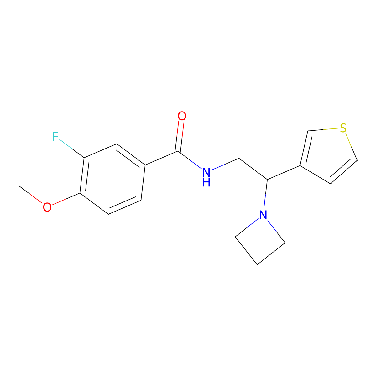 N-(2-(azetidin-1-yl)-2-(thiophen-3-yl)ethyl)-3-fluoro-4-methoxybenzamide molecular structure, CAS 2034567-92-3