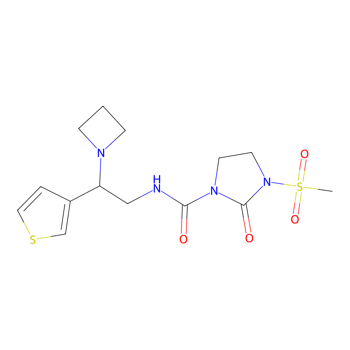 N-(2-(azetidin-1-yl)-2-(thiophen-3-yl)ethyl)-3-(methylsulfonyl)-2-oxoimidazolidine-1-carboxamide molecular structure, CAS 2034567-95-6
