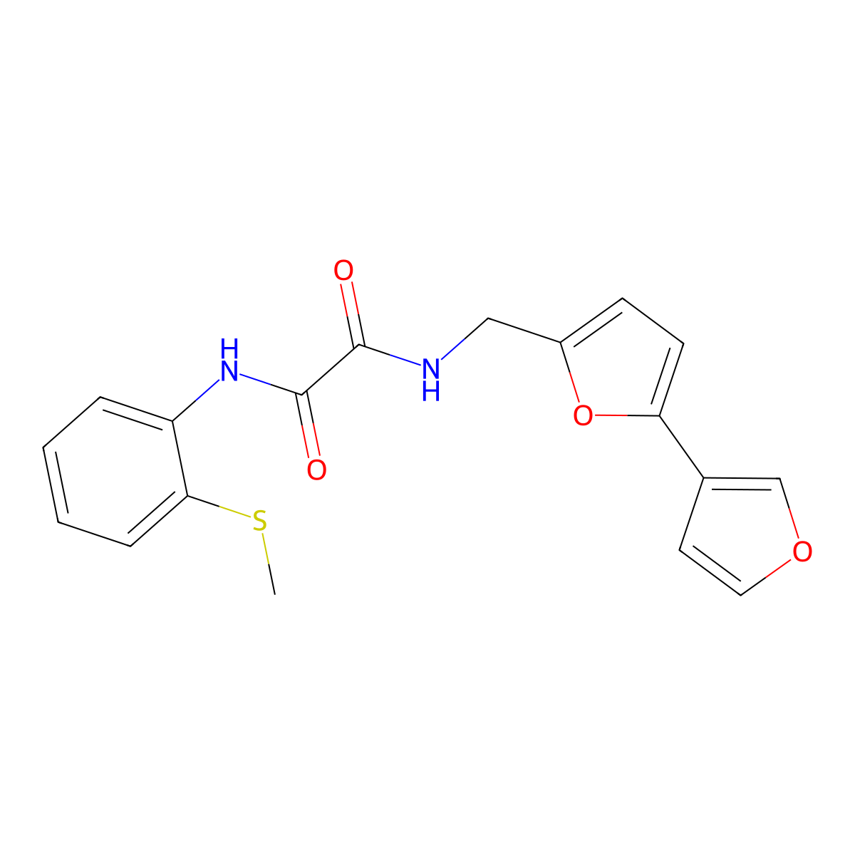 N-({[2,3'-bifuran]-5-yl}methyl)-N'-[2-(methylsulfanyl)phenyl]ethanediamide molecular structure, CAS 2034568-01-7