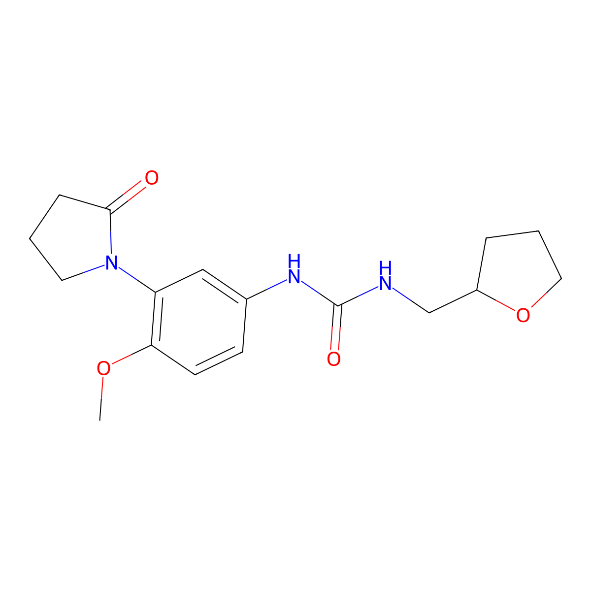 1-(4-Methoxy-3-(2-oxopyrrolidin-1-yl)phenyl)-3-((tetrahydrofuran-2-yl)methyl)urea molecular structure, CAS 2034568-06-2