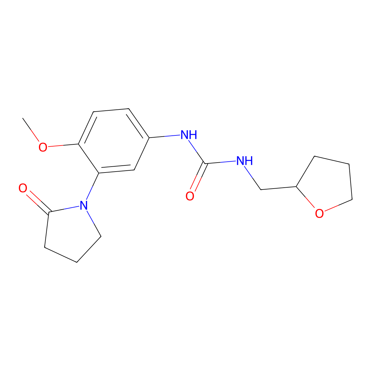 1-(4-Methoxy-3-(2-oxopyrrolidin-1-yl)phenyl)-3-((tetrahydrofuran-2-yl)methyl)urea molecular structure, CAS 2034568-06-2