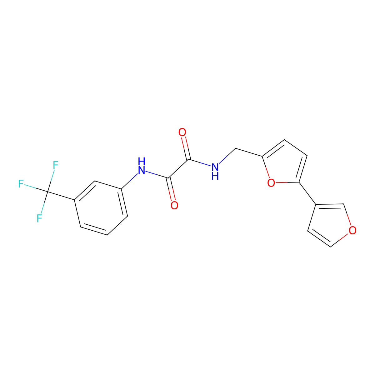 N-({[2,3'-bifuran]-5-yl}methyl)-N'-[3-(trifluoromethyl)phenyl]ethanediamide molecular structure, CAS 2034568-07-3