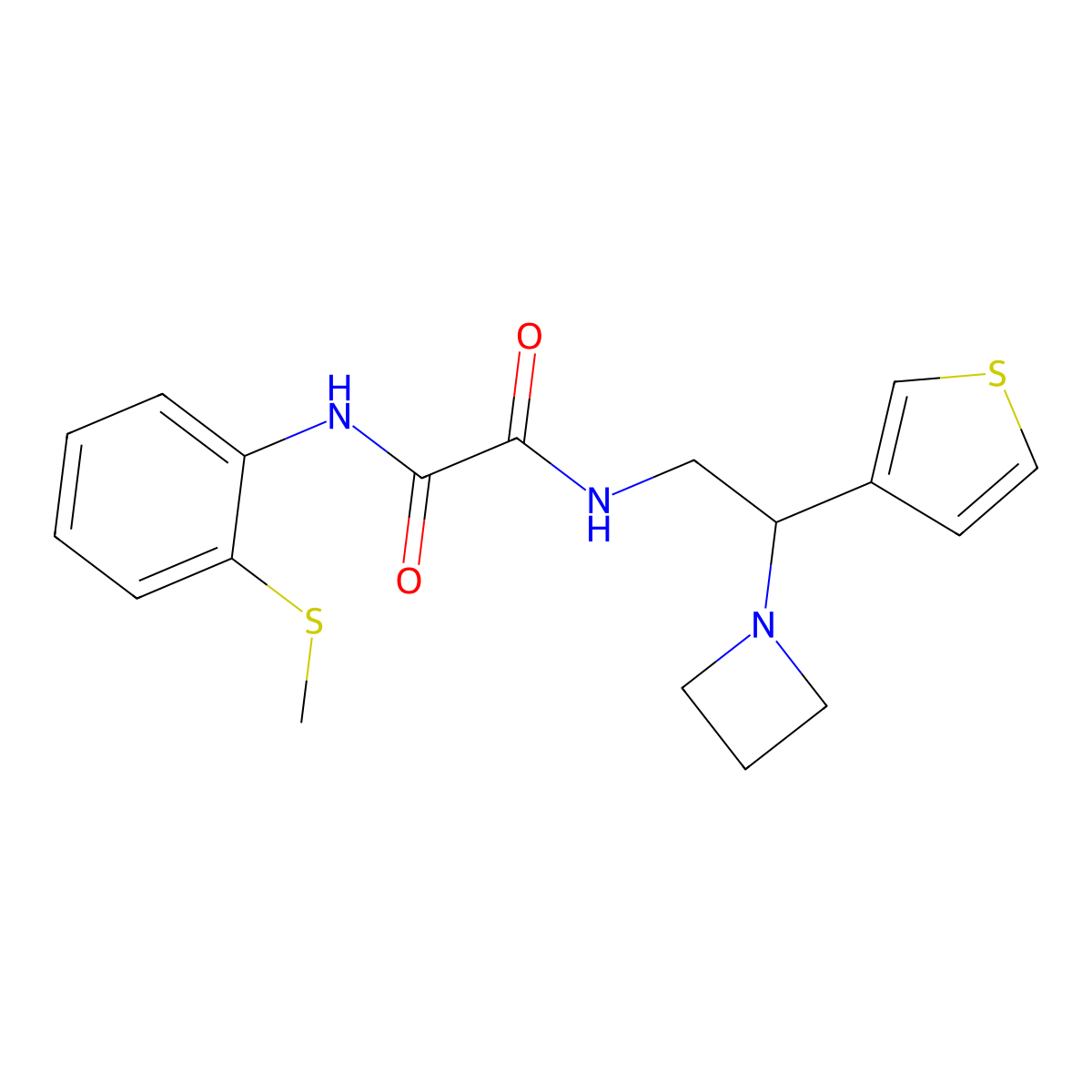 N1-(2-(azetidin-1-yl)-2-(thiophen-3-yl)ethyl)-N2-(2-(methylthio)phenyl)oxalamide molecular structure, CAS 2034568-09-5