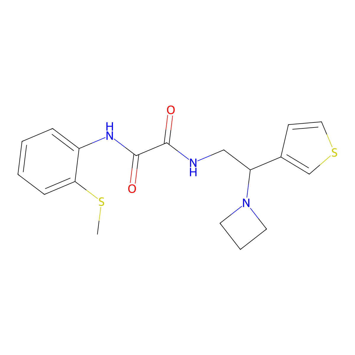 N1-(2-(azetidin-1-yl)-2-(thiophen-3-yl)ethyl)-N2-(2-(methylthio)phenyl)oxalamide molecular structure, CAS 2034568-09-5