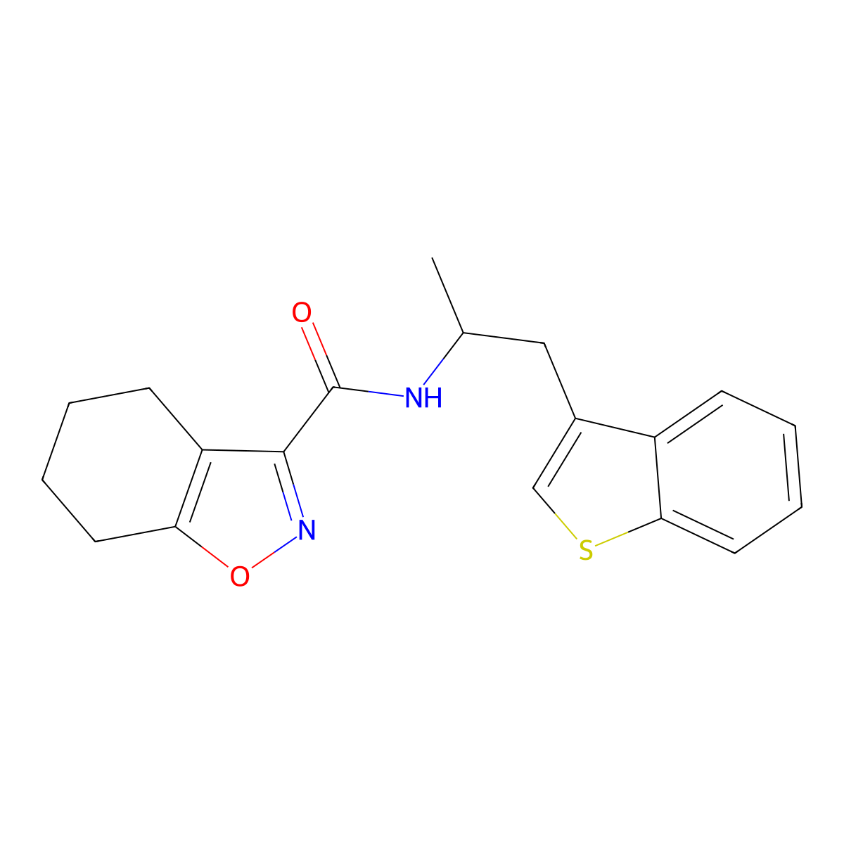 N-[1-(1-benzothiophen-3-yl)propan-2-yl]-4,5,6,7-tetrahydro-1,2-benzoxazole-3-carboxamide molecular structure, CAS 2034568-12-0