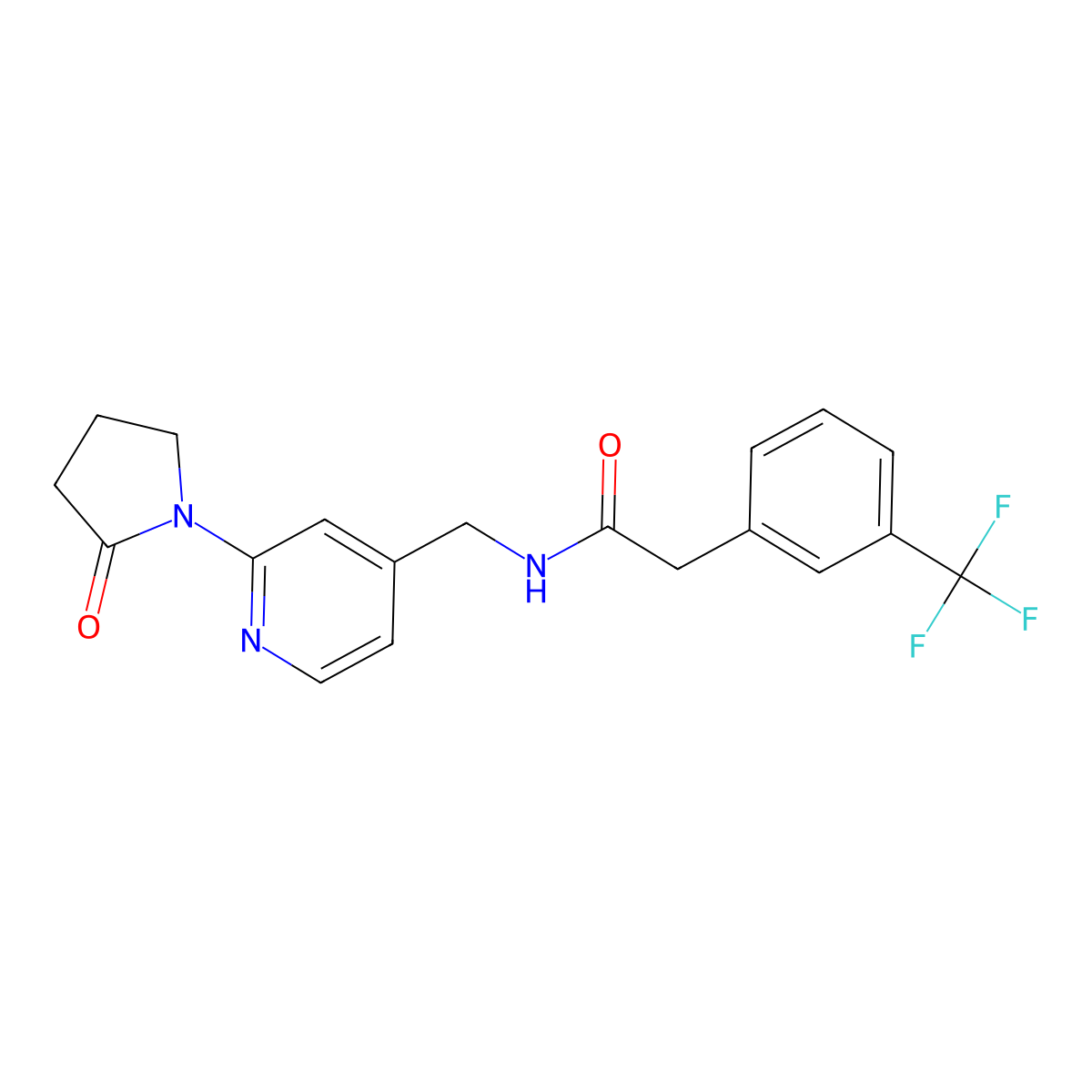 N-((2-(2-oxopyrrolidin-1-yl)pyridin-4-yl)methyl)-2-(3-(trifluoromethyl)phenyl)acetamide molecular structure, CAS 2034568-14-2