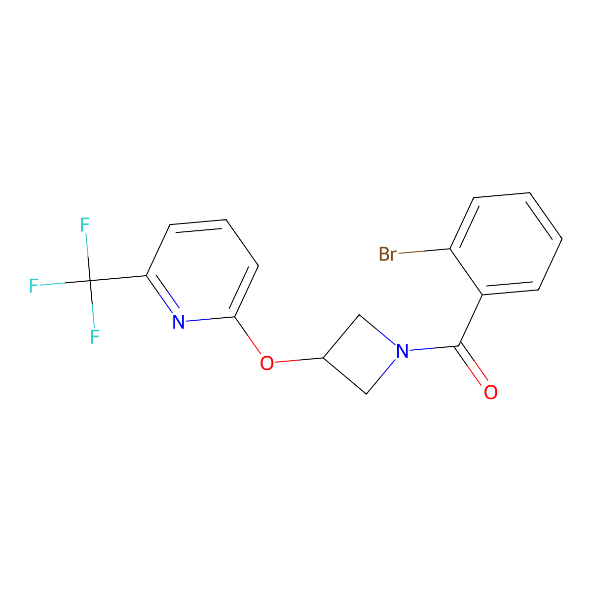 (2-Bromophenyl)(3-((6-(trifluoromethyl)pyridin-2-yl)oxy)azetidin-1-yl)methanone molecular structure, CAS 2034568-18-6