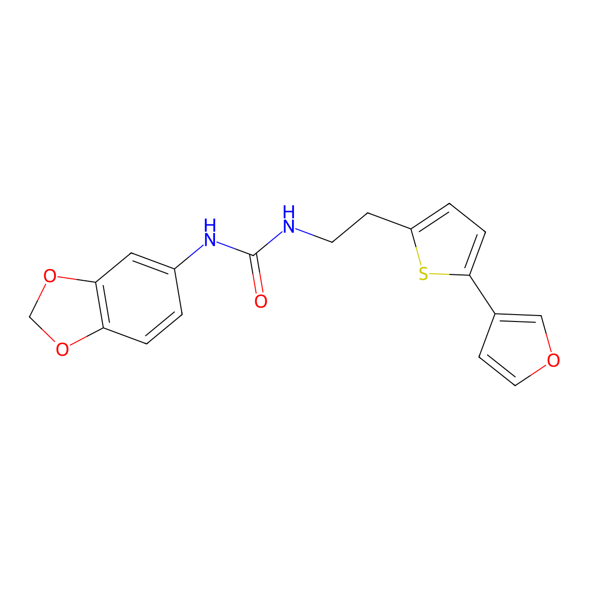 1-(Benzo[d][1,3]dioxol-5-yl)-3-(2-(5-(furan-3-yl)thiophen-2-yl)ethyl)urea molecular structure, CAS 2034568-19-7