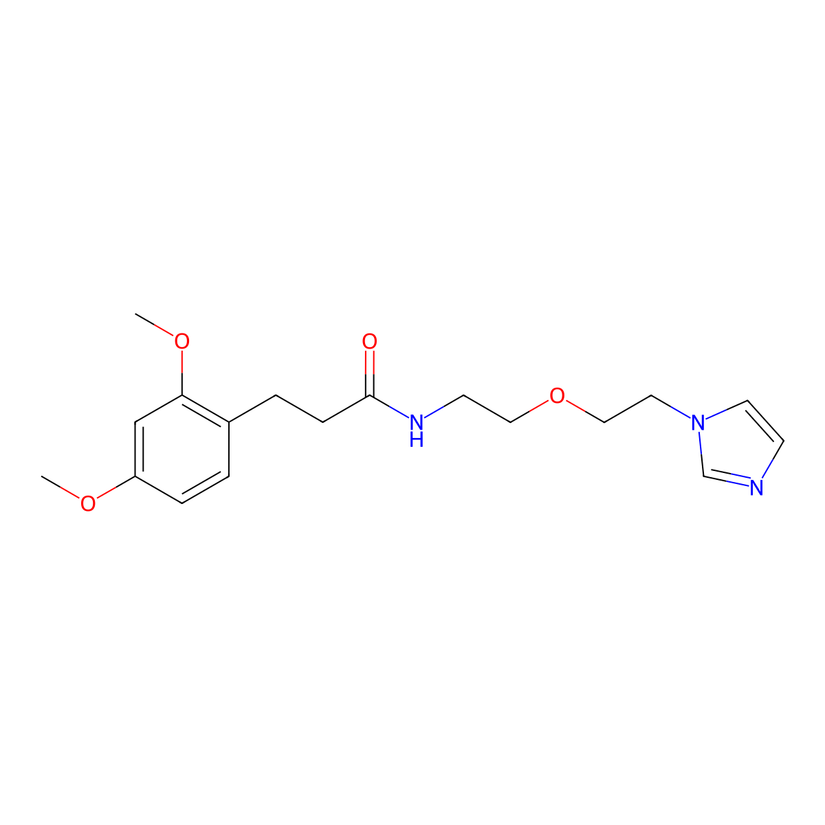 N-(2-(2-(1H-imidazol-1-yl)ethoxy)ethyl)-3-(2,4-dimethoxyphenyl)propanamide molecular structure, CAS 2034568-24-4
