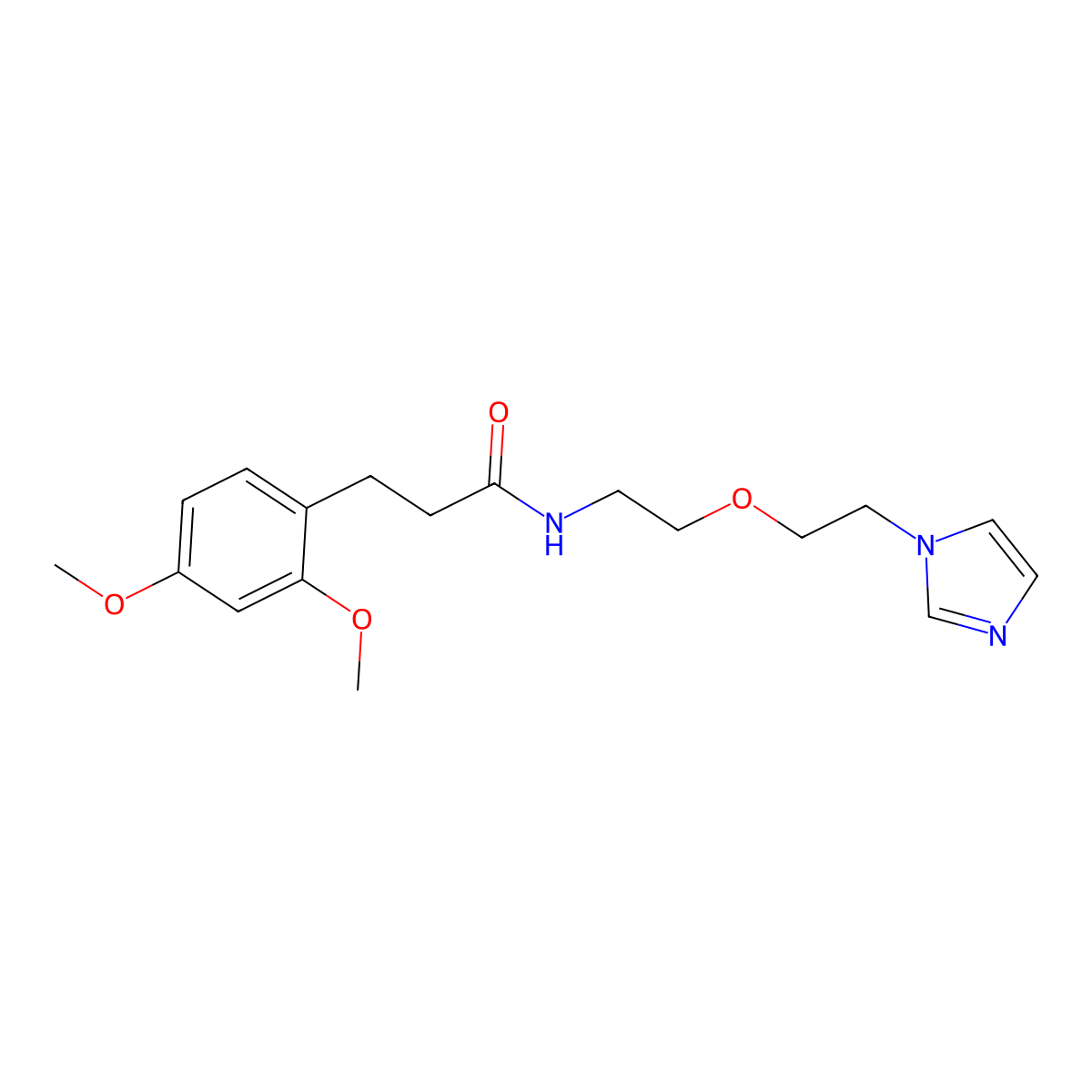 N-(2-(2-(1H-imidazol-1-yl)ethoxy)ethyl)-3-(2,4-dimethoxyphenyl)propanamide molecular structure, CAS 2034568-24-4