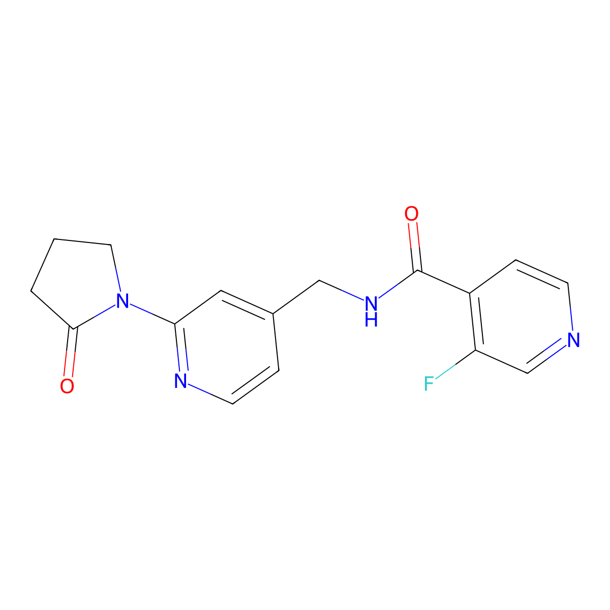 3-fluoro-N-((2-(2-oxopyrrolidin-1-yl)pyridin-4-yl)methyl)isonicotinamide molecular structure, CAS 2034568-26-6