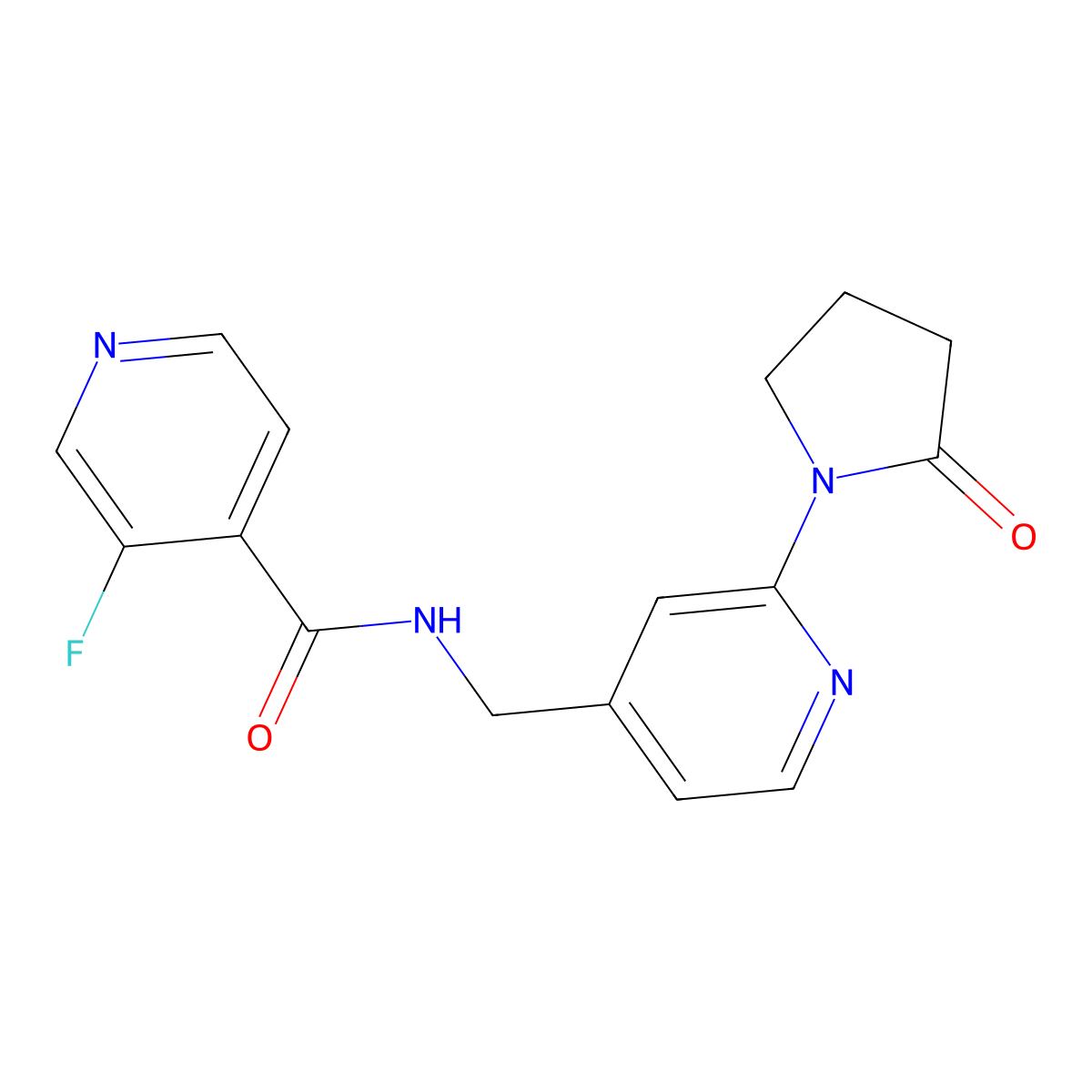 3-fluoro-N-((2-(2-oxopyrrolidin-1-yl)pyridin-4-yl)methyl)isonicotinamide molecular structure, CAS 2034568-26-6