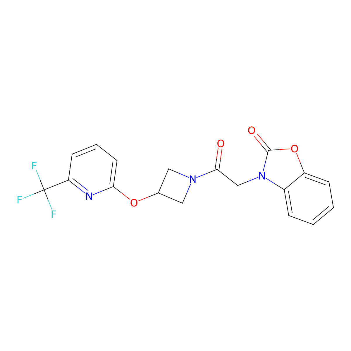 3-(2-oxo-2-(3-((6-(trifluoromethyl)pyridin-2-yl)oxy)azetidin-1-yl)ethyl)benzo[d]oxazol-2(3H)-one molecular structure, CAS 2034568-27-7