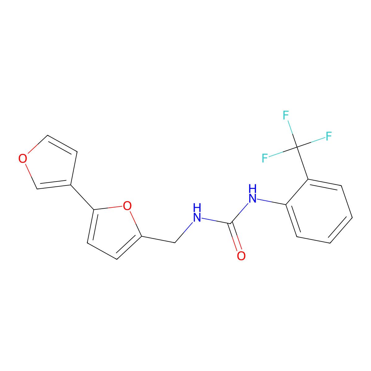 3-({[2,3'-Bifuran]-5-yl}methyl)-1-[2-(trifluoromethyl)phenyl]urea molecular structure, CAS 2034568-34-6