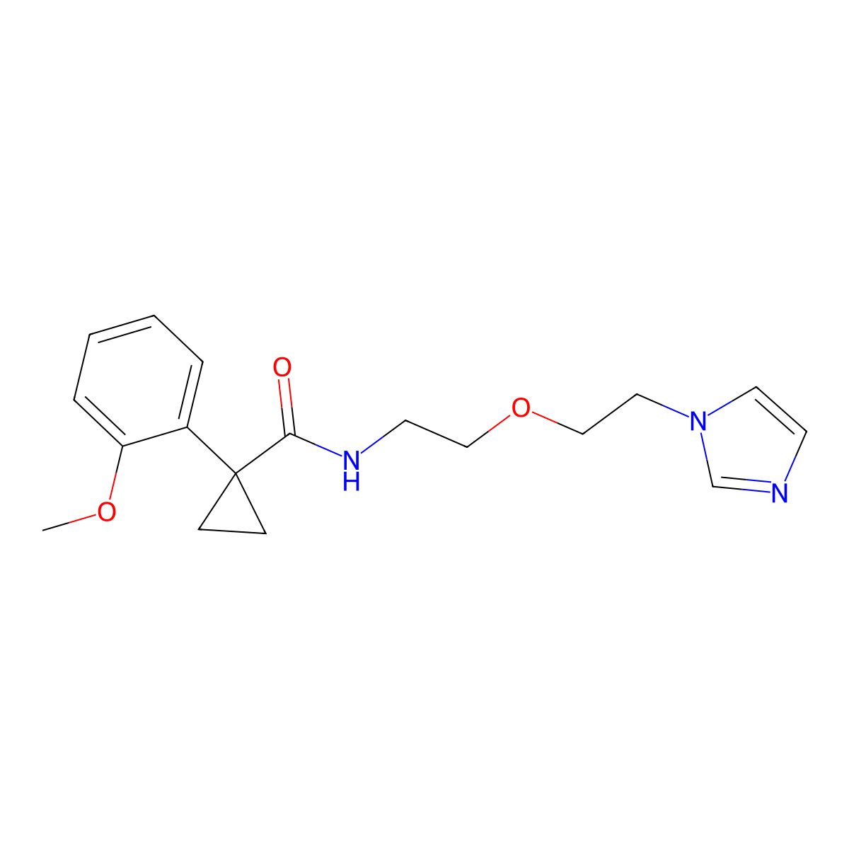 N-(2-(2-(1H-imidazol-1-yl)ethoxy)ethyl)-1-(2-methoxyphenyl)cyclopropanecarboxamide molecular structure, CAS 2034568-35-7
