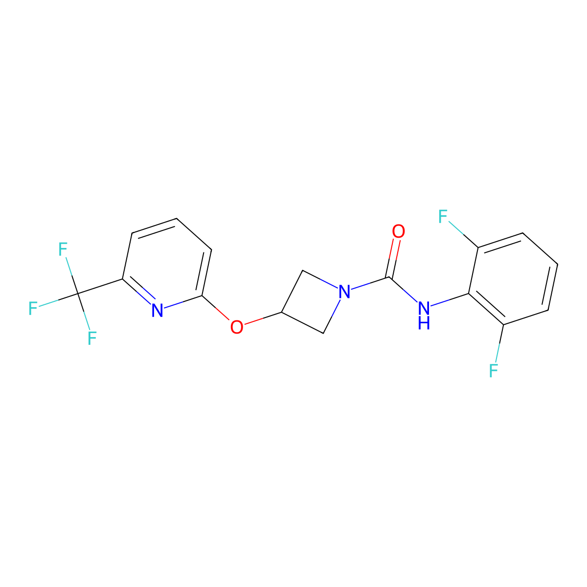 N-(2,6-difluorophenyl)-3-((6-(trifluoromethyl)pyridin-2-yl)oxy)azetidine-1-carboxamide molecular structure, CAS 2034568-38-0