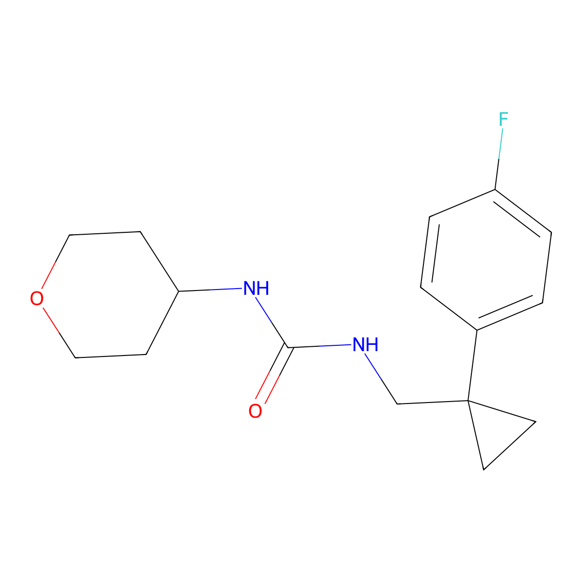 1-((1-(4-fluorophenyl)cyclopropyl)methyl)-3-(tetrahydro-2H-pyran-4-yl)urea molecular structure, CAS 2034568-41-5