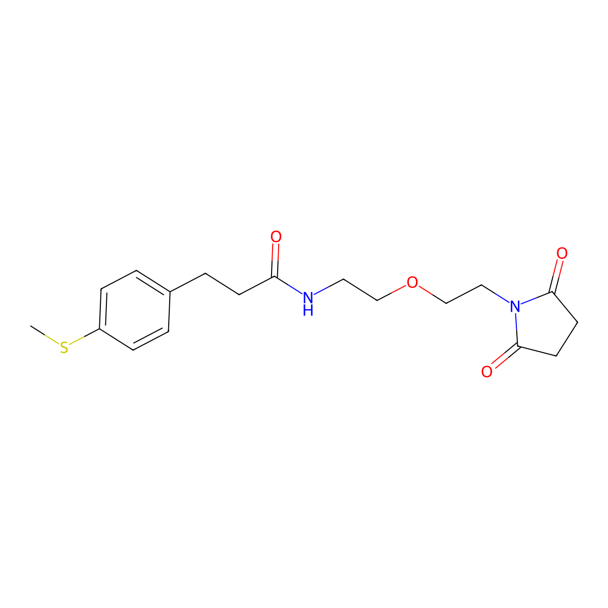 N-(2-(2-(2,5-dioxopyrrolidin-1-yl)ethoxy)ethyl)-3-(4-(methylthio)phenyl)propanamide molecular structure, CAS 2034568-43-7