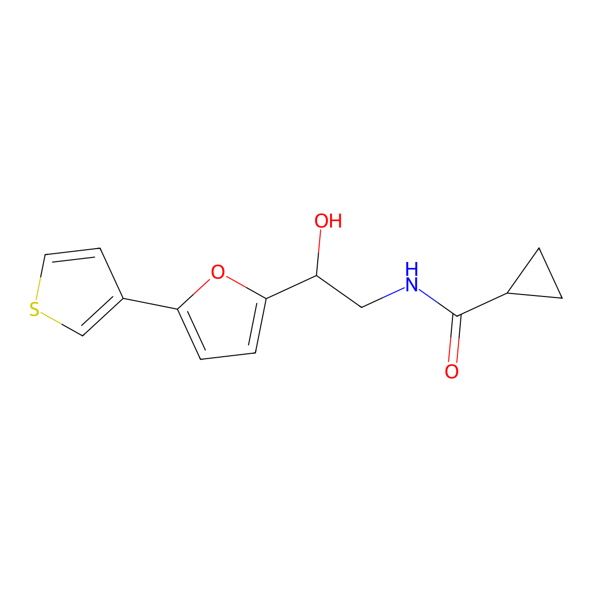 N-{2-hydroxy-2-[5-(thiophen-3-yl)furan-2-yl]ethyl}cyclopropanecarboxamide molecular structure, CAS 2034568-44-8