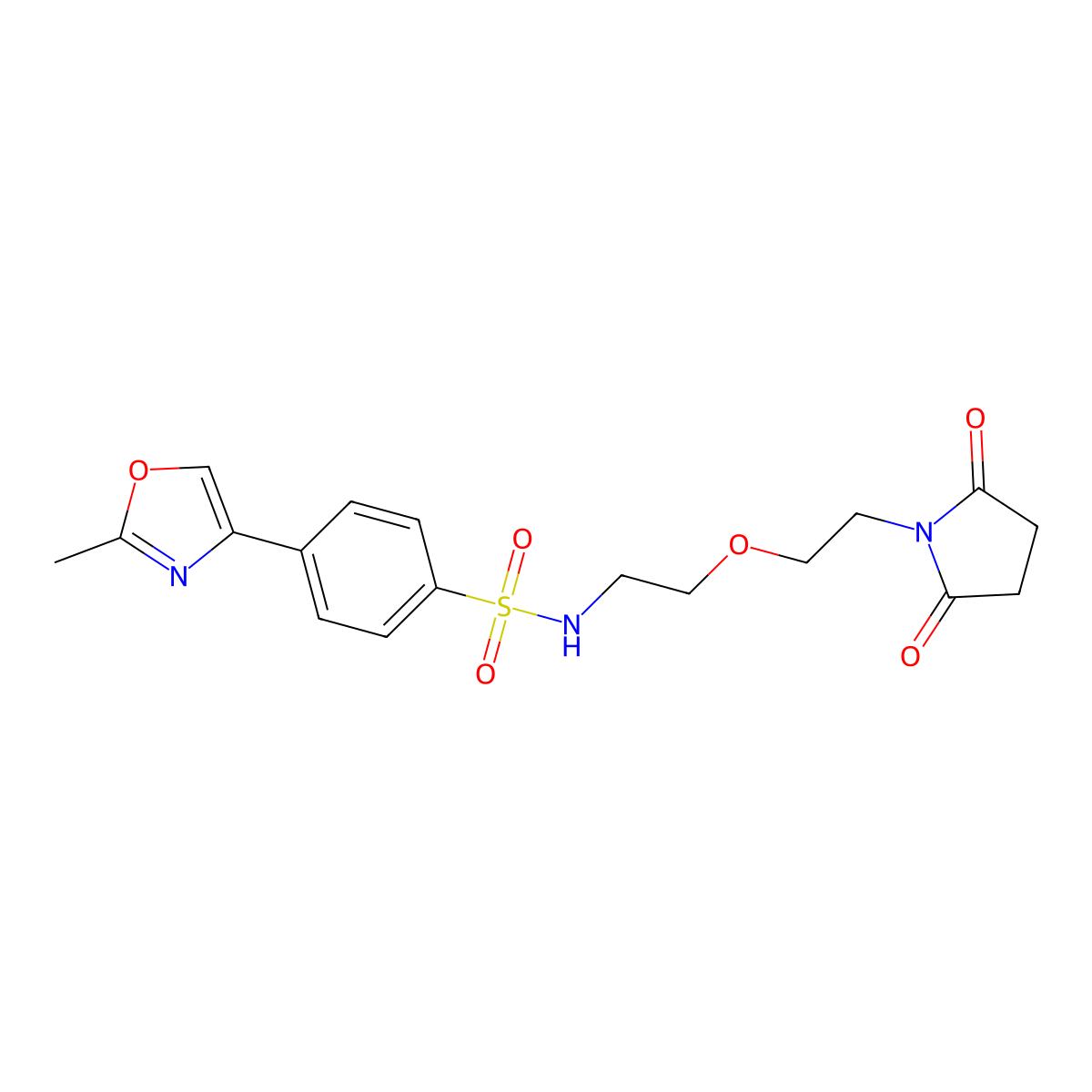 N-(2-(2-(2,5-dioxopyrrolidin-1-yl)ethoxy)ethyl)-4-(2-methyloxazol-4-yl)benzenesulfonamide molecular structure, CAS 2034568-57-3