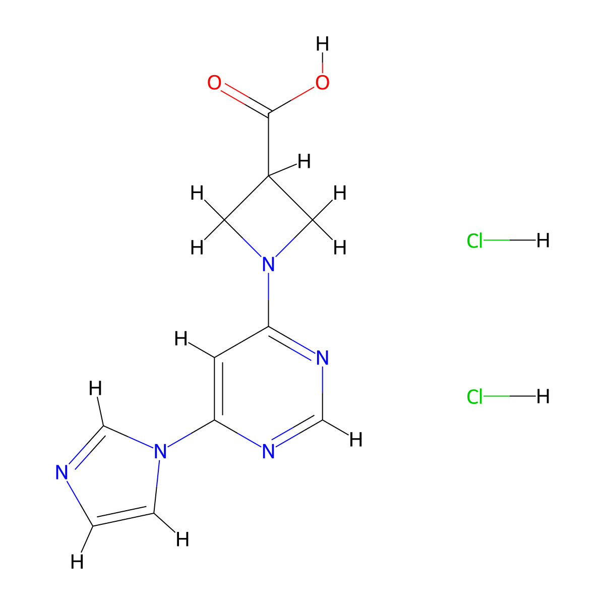 1-[6-(1H-imidazol-1-yl)pyrimidin-4-yl]azetidine-3-carboxylic acid dihydrochloride molecular structure, CAS 2034568-59-5
