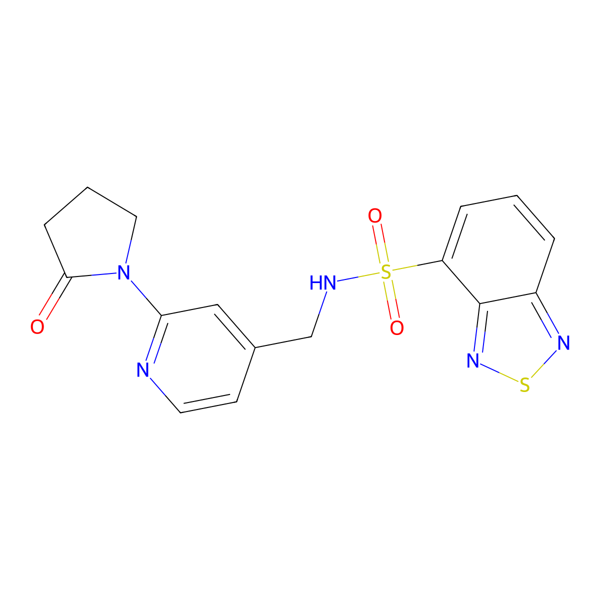 N-((2-(2-oxopyrrolidin-1-yl)pyridin-4-yl)methyl)benzo[c][1,2,5]thiadiazole-4-sulfonamide molecular structure, CAS 2034568-60-8