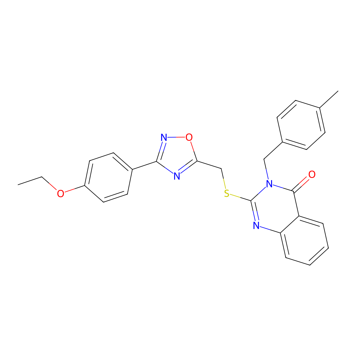 2-(((3-(4-ethoxyphenyl)-1,2,4-oxadiazol-5-yl)methyl)thio)-3-(4-methylbenzyl)quinazolin-4(3H)-one molecular structure, CAS 2034568-61-9
