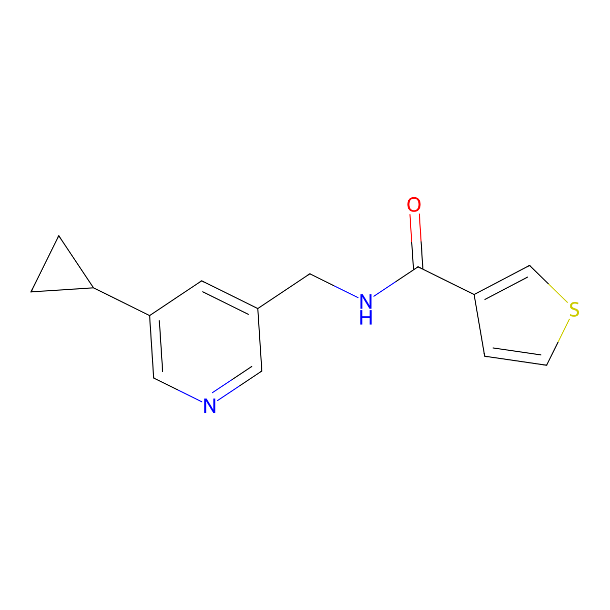 N-[(5-cyclopropylpyridin-3-yl)methyl]thiophene-3-carboxamide molecular structure, CAS 2034568-67-5