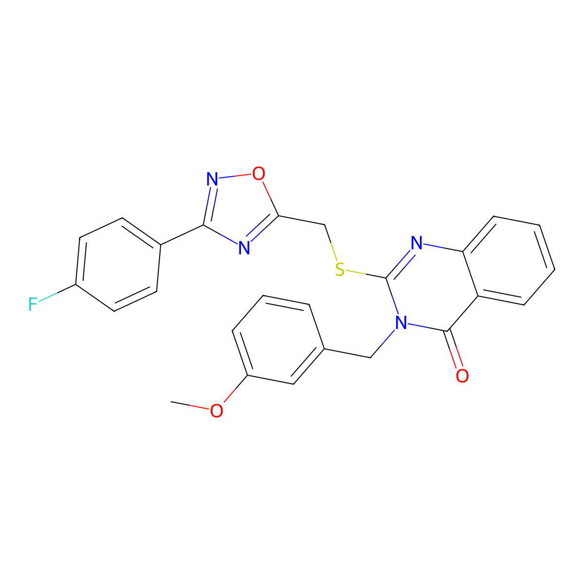 2-(((3-(4-fluorophenyl)-1,2,4-oxadiazol-5-yl)methyl)thio)-3-(3-methoxybenzyl)quinazolin-4(3H)-one molecular structure, CAS 2034568-70-0