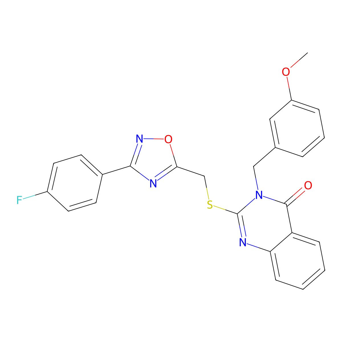 2-(((3-(4-fluorophenyl)-1,2,4-oxadiazol-5-yl)methyl)thio)-3-(3-methoxybenzyl)quinazolin-4(3H)-one molecular structure, CAS 2034568-70-0