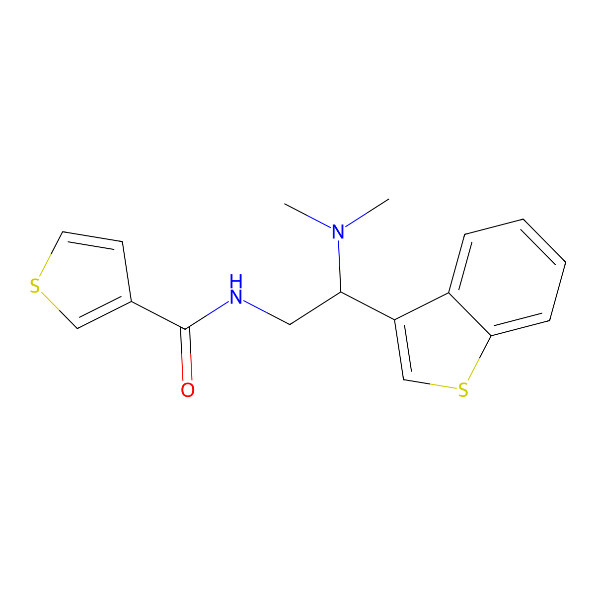 N-(2-(benzo[b]thiophen-3-yl)-2-(dimethylamino)ethyl)thiophene-3-carboxamide molecular structure, CAS 2034568-74-4