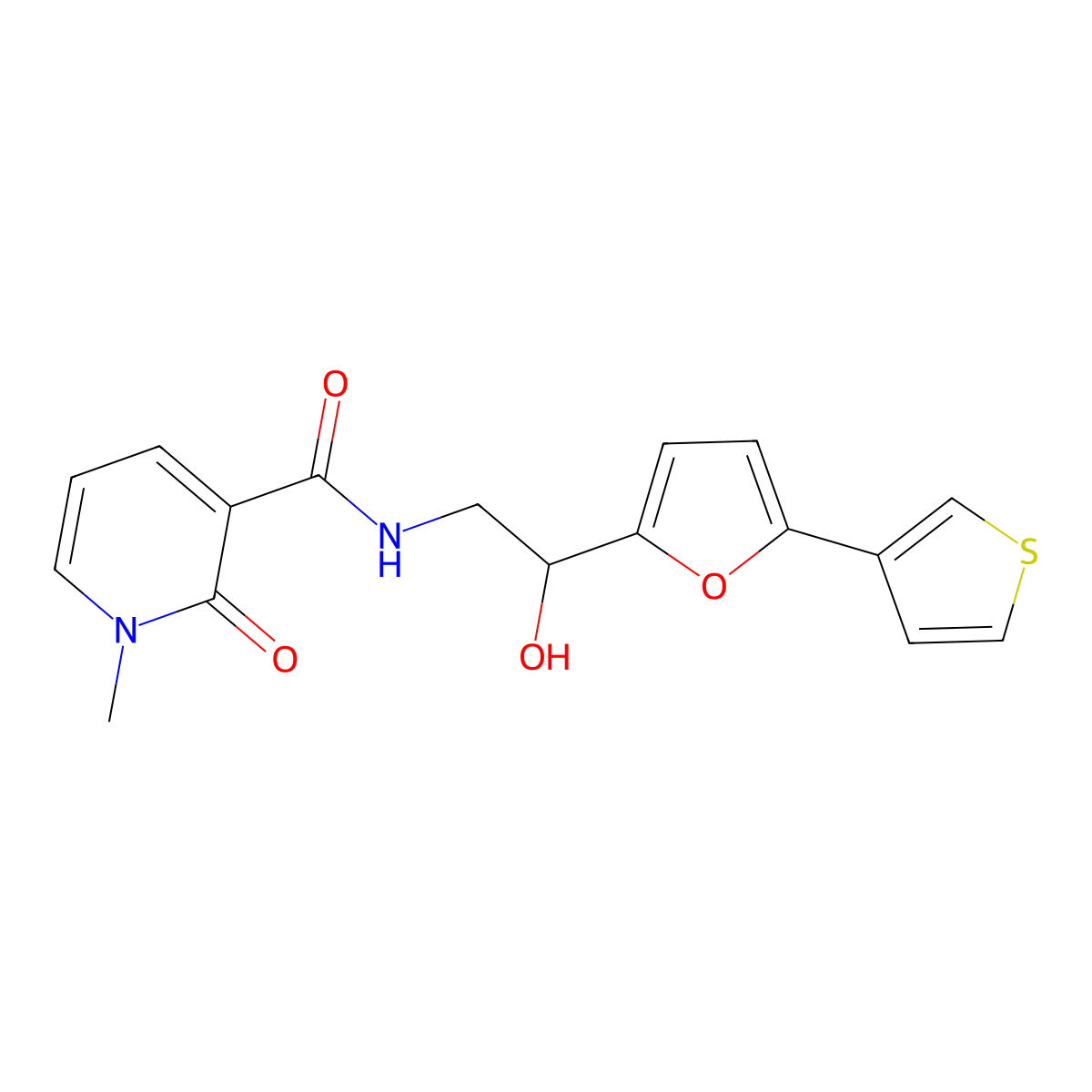 N-(2-hydroxy-2-(5-(thiophen-3-yl)furan-2-yl)ethyl)-1-methyl-2-oxo-1,2-dihydropyridine-3-carboxamide molecular structure, CAS 2034568-86-8