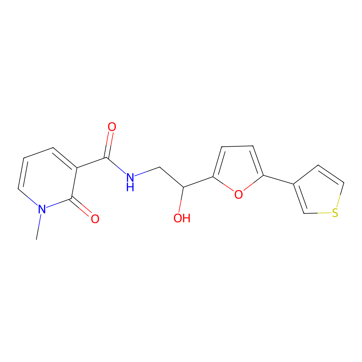 N-(2-hydroxy-2-(5-(thiophen-3-yl)furan-2-yl)ethyl)-1-methyl-2-oxo-1,2-dihydropyridine-3-carboxamide molecular structure, CAS 2034568-86-8