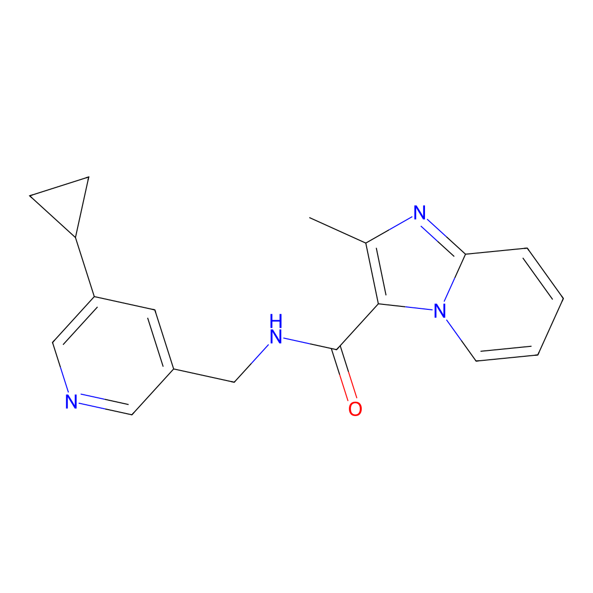 N-[(5-cyclopropylpyridin-3-yl)methyl]-2-methylimidazo[1,2-a]pyridine-3-carboxamide molecular structure, CAS 2034568-89-1