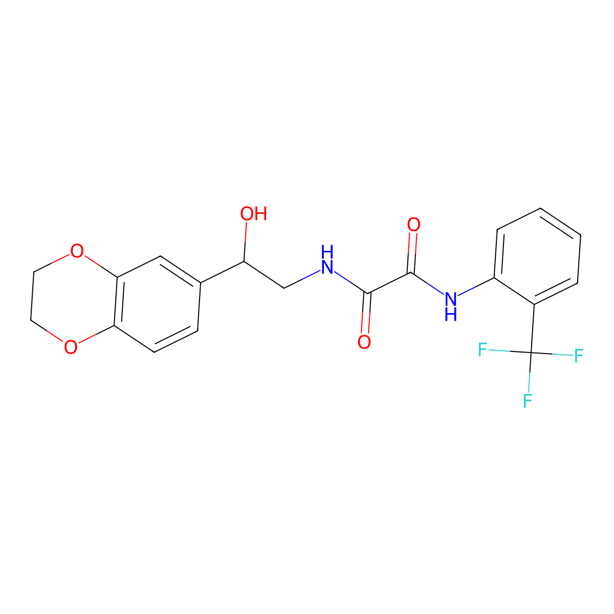 N1-(2-(2,3-dihydrobenzo[b][1,4]dioxin-6-yl)-2-hydroxyethyl)-N2-(2-(trifluoromethyl)phenyl)oxalamide molecular structure, CAS 2034568-91-5