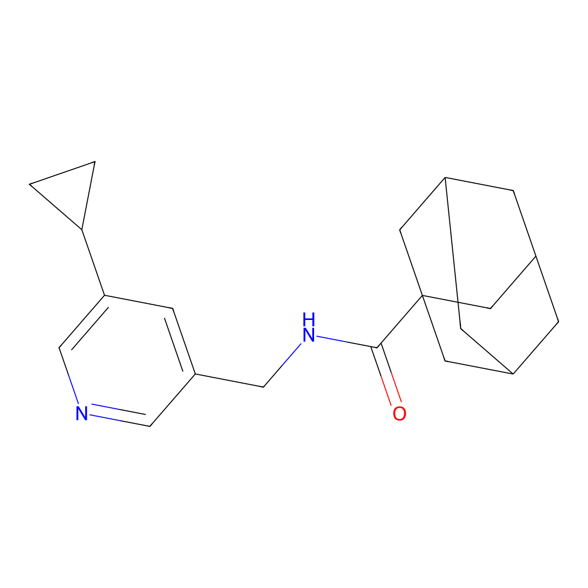 N-[(5-cyclopropylpyridin-3-yl)methyl]adamantane-1-carboxamide molecular structure, CAS 2034568-94-8