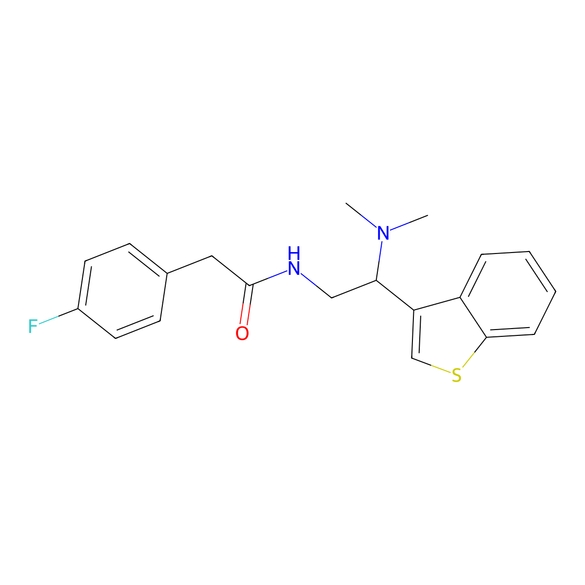 N-(2-(benzo[b]thiophen-3-yl)-2-(dimethylamino)ethyl)-2-(4-fluorophenyl)acetamide molecular structure, CAS 2034568-96-0