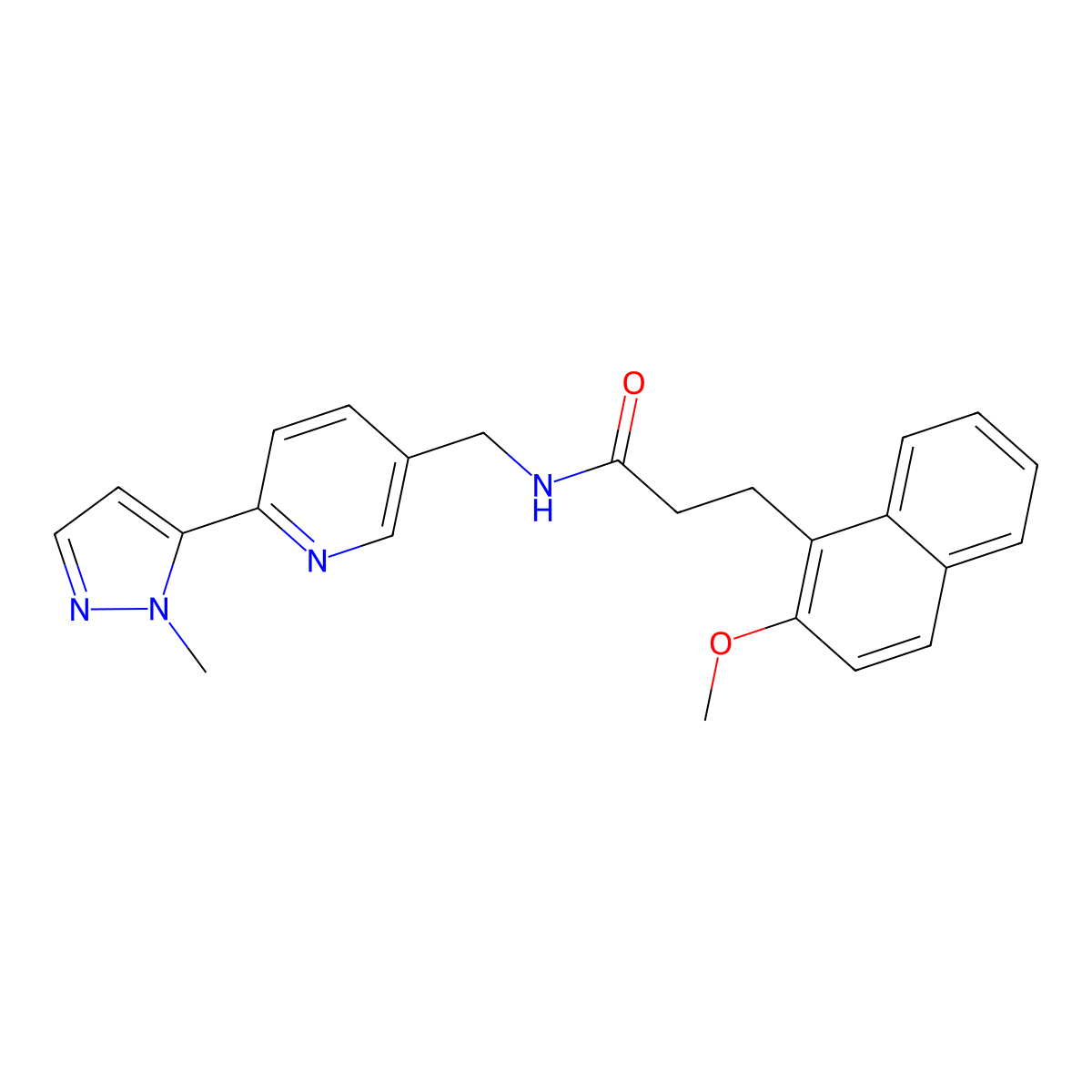 3-(2-methoxynaphthalen-1-yl)-N-{[6-(1-methyl-1H-pyrazol-5-yl)pyridin-3-yl]methyl}propanamide molecular structure, CAS 2034568-99-3