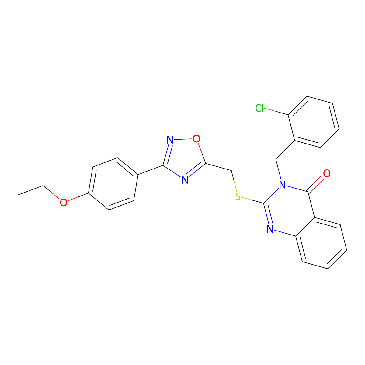 3-(2-chlorobenzyl)-2-(((3-(4-ethoxyphenyl)-1,2,4-oxadiazol-5-yl)methyl)thio)quinazolin-4(3H)-one molecular structure, CAS 2034569-00-9