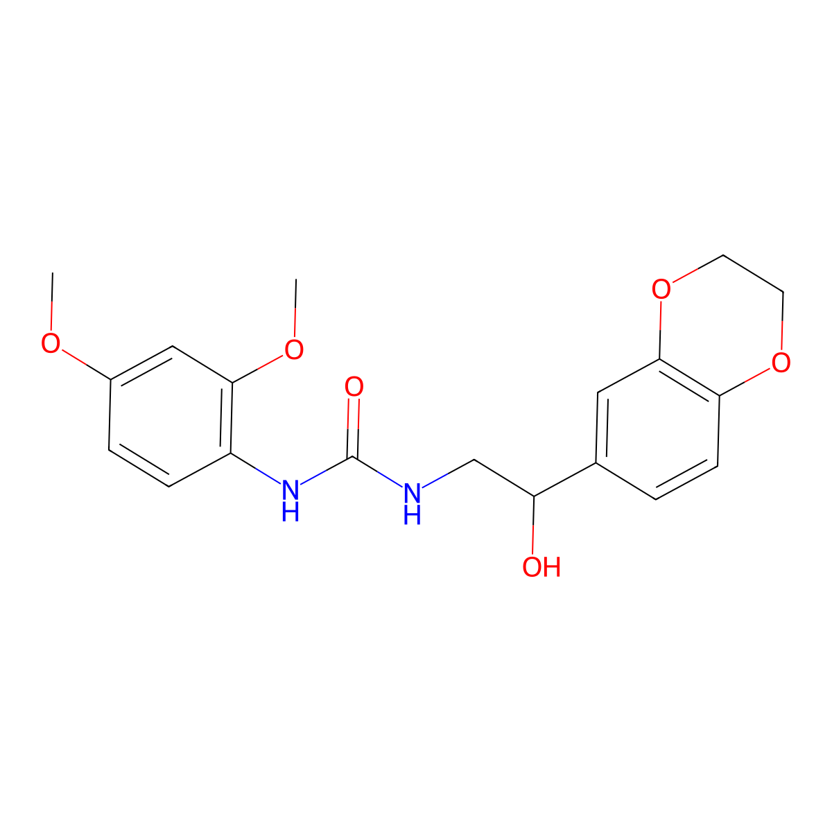 1-(2-(2,3-Dihydrobenzo[b][1,4]dioxin-6-yl)-2-hydroxyethyl)-3-(2,4-dimethoxyphenyl)urea molecular structure, CAS 2034569-02-1