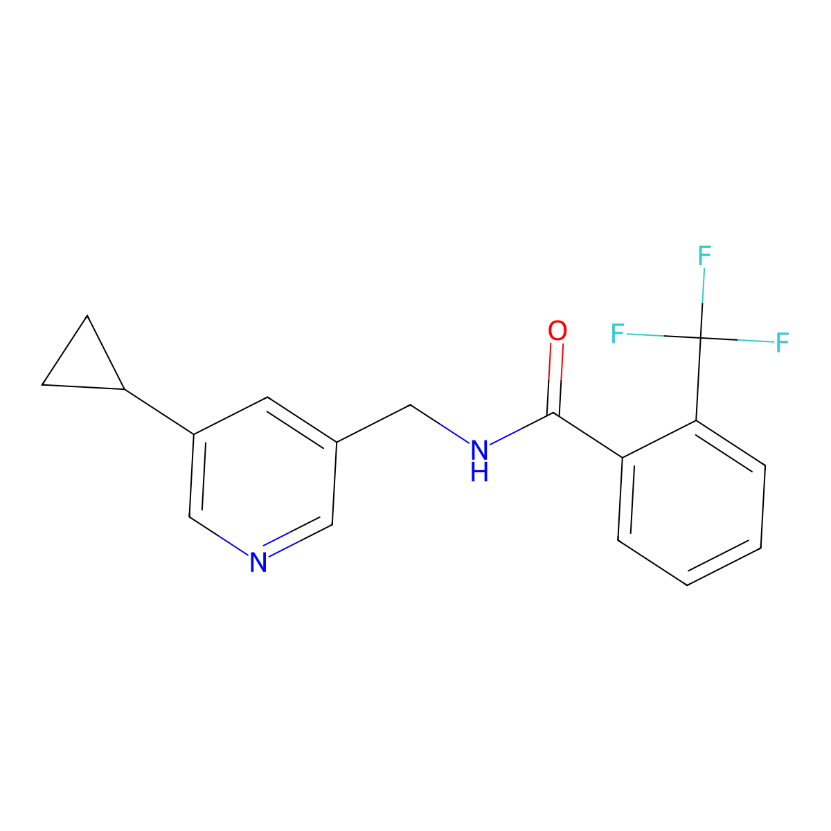 N-[(5-cyclopropylpyridin-3-yl)methyl]-2-(trifluoromethyl)benzamide molecular structure, CAS 2034569-06-5