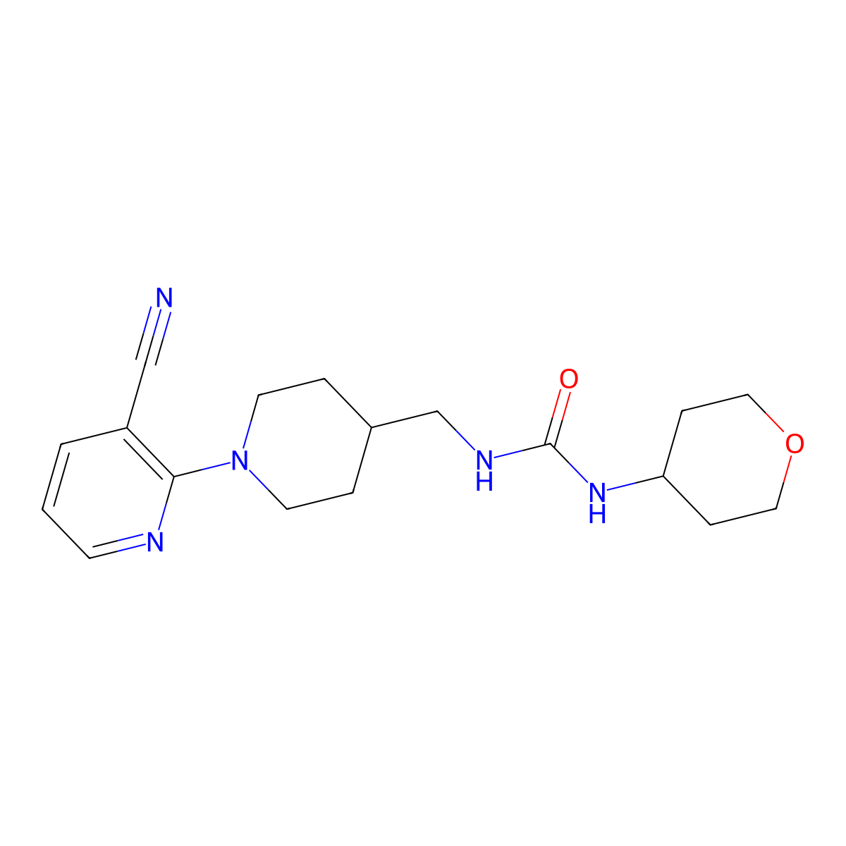 1-((1-(3-cyanopyridin-2-yl)piperidin-4-yl)methyl)-3-(tetrahydro-2H-pyran-4-yl)urea molecular structure, CAS 2034569-15-6