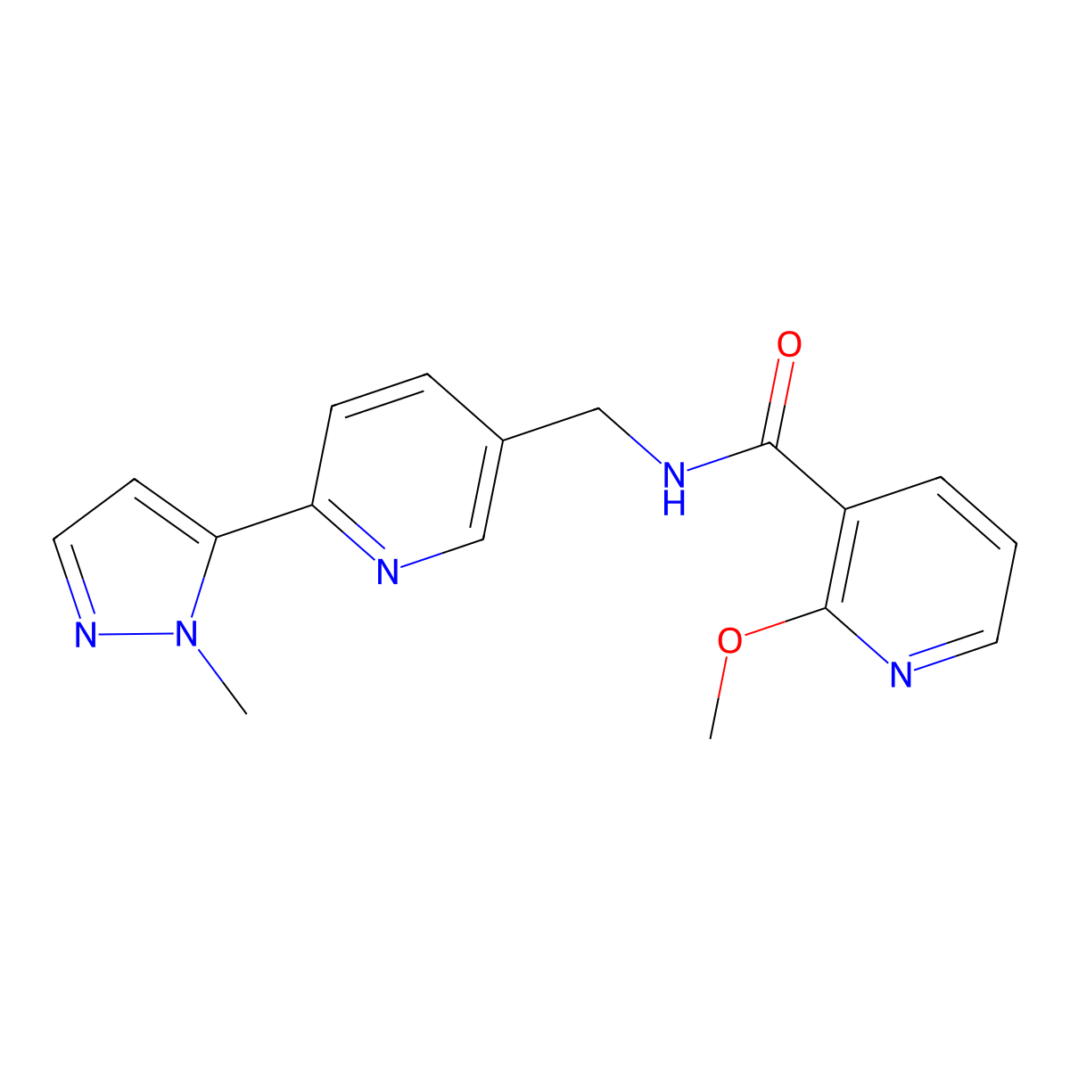 2-methoxy-N-((6-(1-methyl-1H-pyrazol-5-yl)pyridin-3-yl)methyl)nicotinamide molecular structure, CAS 2034569-16-7