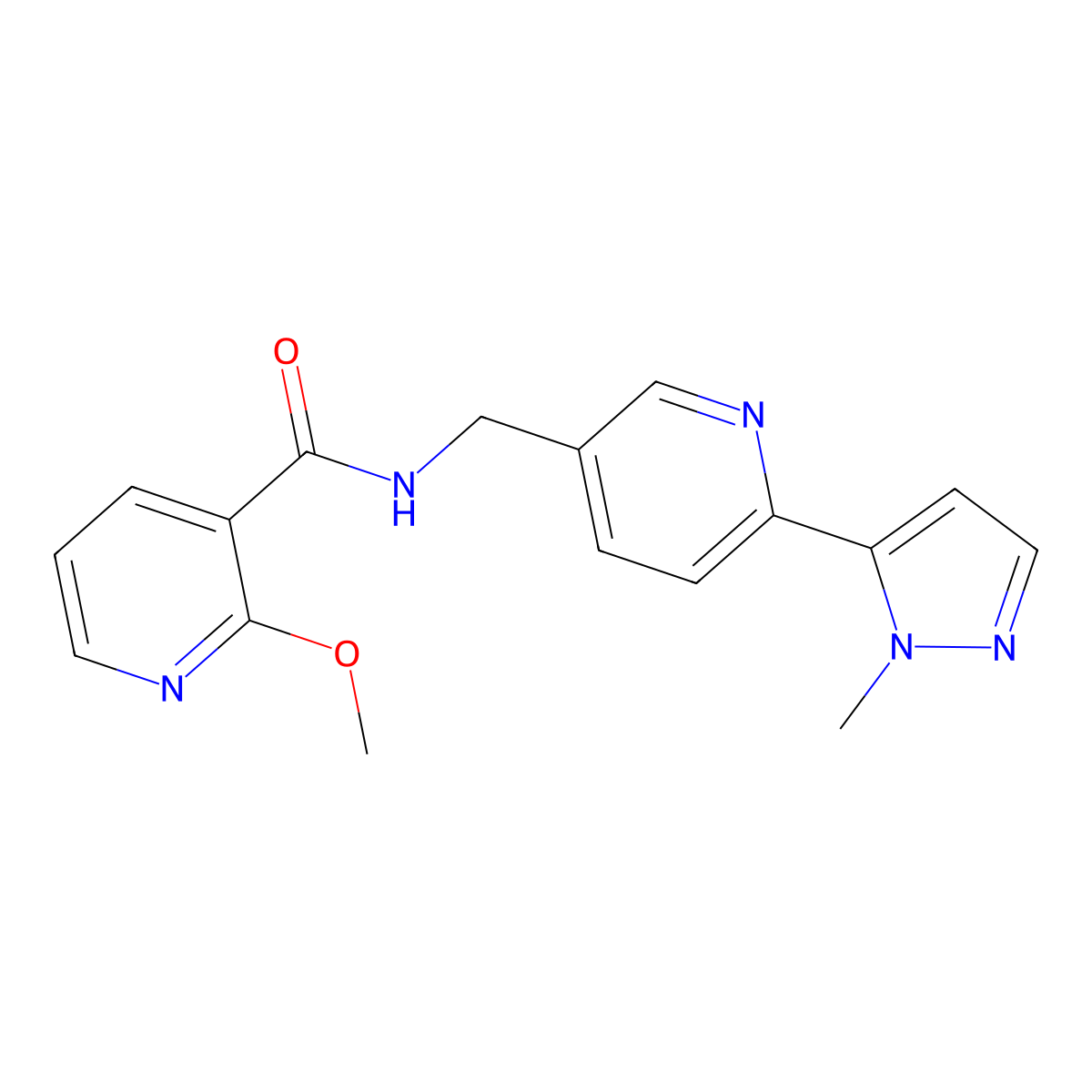 2-methoxy-N-((6-(1-methyl-1H-pyrazol-5-yl)pyridin-3-yl)methyl)nicotinamide molecular structure, CAS 2034569-16-7