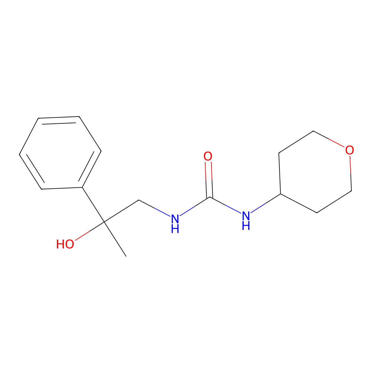 1-(2-hydroxy-2-phenylpropyl)-3-(tetrahydro-2H-pyran-4-yl)urea molecular structure, CAS 2034569-23-6