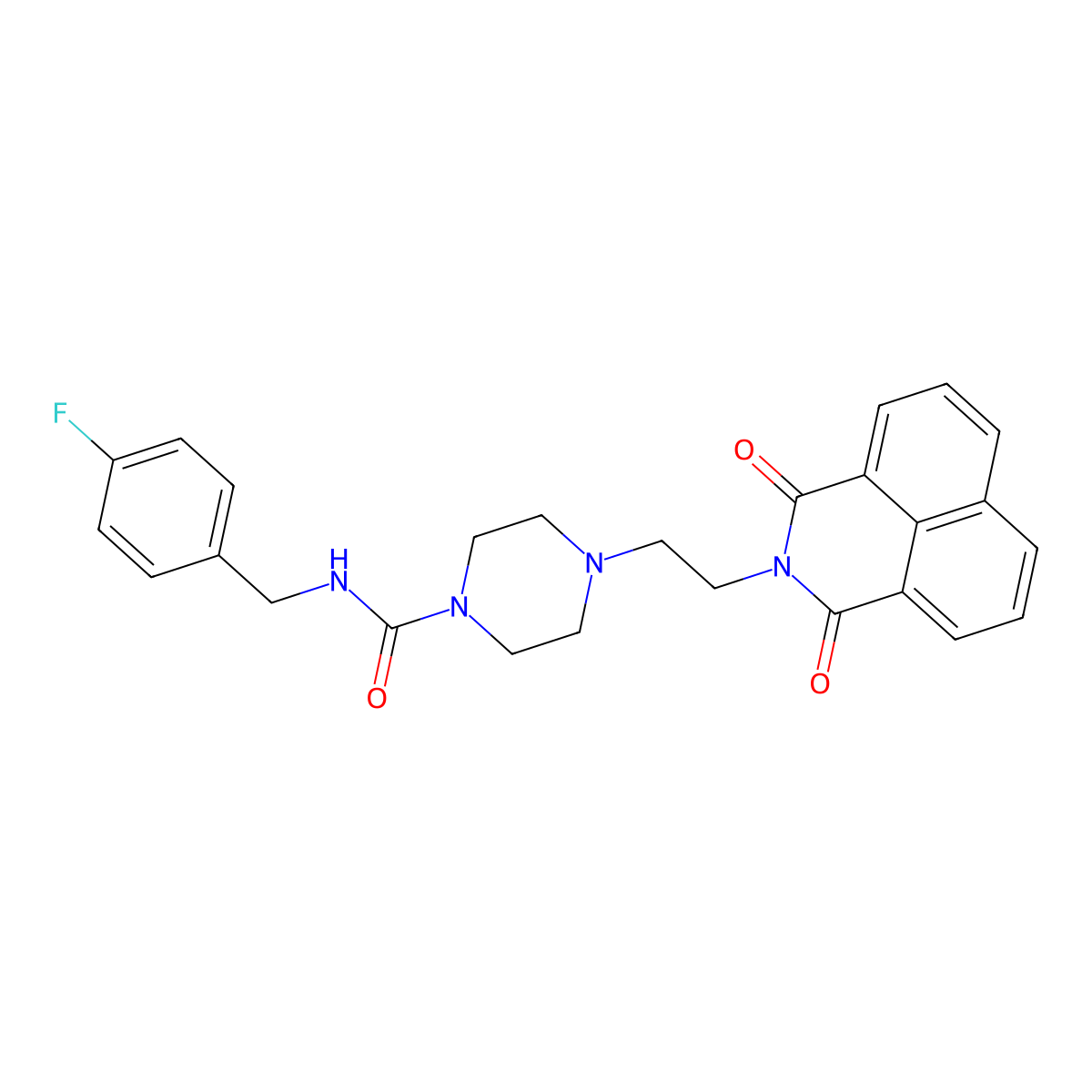4-(2-(1,3-dioxo-1H-benzo[de]isoquinolin-2(3H)-yl)ethyl)-N-(4-fluorobenzyl)piperazine-1-carboxamide molecular structure, CAS 2034569-26-9