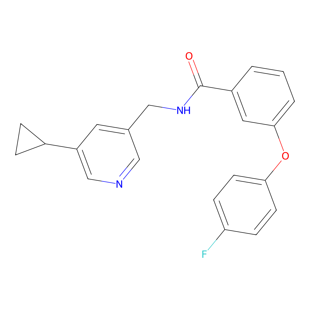 N-[(5-cyclopropylpyridin-3-yl)methyl]-3-(4-fluorophenoxy)benzamide molecular structure, CAS 2034569-39-4