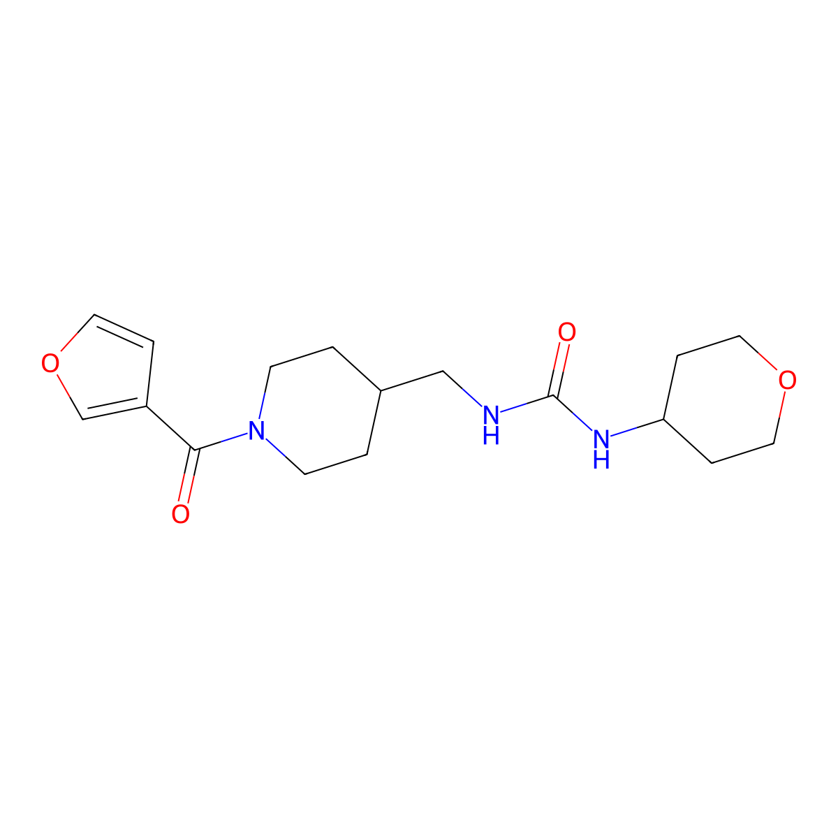 1-((1-(furan-3-carbonyl)piperidin-4-yl)methyl)-3-(tetrahydro-2H-pyran-4-yl)urea molecular structure, CAS 2034569-42-9