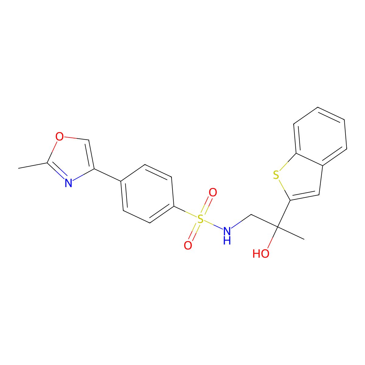 N-(2-(benzo[b]thiophen-2-yl)-2-hydroxypropyl)-4-(2-methyloxazol-4-yl)benzenesulfonamide molecular structure, CAS 2034569-43-0