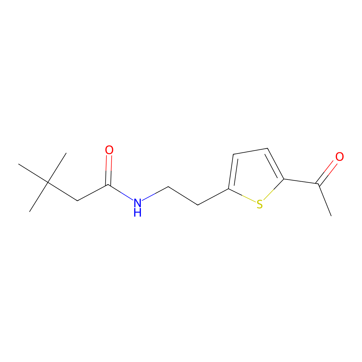 N-[2-(5-acetylthiophen-2-yl)ethyl]-3,3-dimethylbutanamide molecular structure, CAS 2034569-44-1